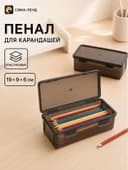 Пенал для карандашей пластиковый, тонированный, 19×9×6 см, серый