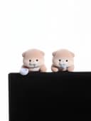 Мини - фигурка на монитор «Выдры с рыбкой», набор 2 шт., 4.7×4.5×4 см