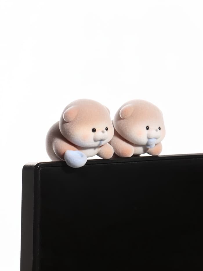 Мини - фигурка на монитор «Выдры с рыбкой», набор 2 шт., 4.7×4.5×4 см