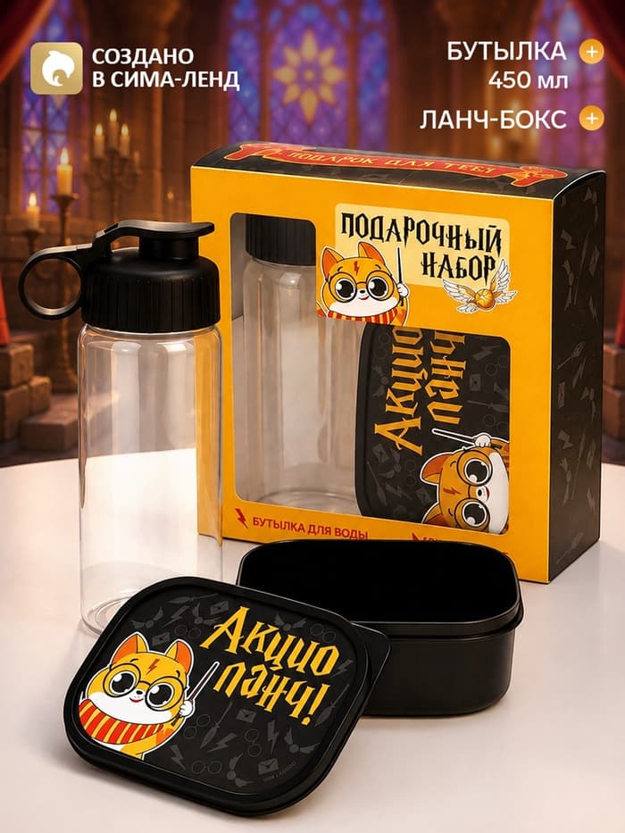 Набор «Акцио Ланч», ланч-бокс 500 мл, бутылка 450 мл