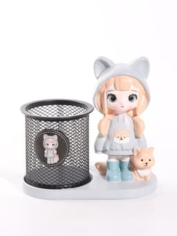 Фигура - карандашница«Девочка с лисой» полистоун, 14.5×8×14.5 см