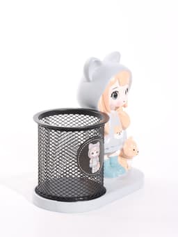 Фигура - карандашница«Девочка с лисой» полистоун, 14.5×8×14.5 см