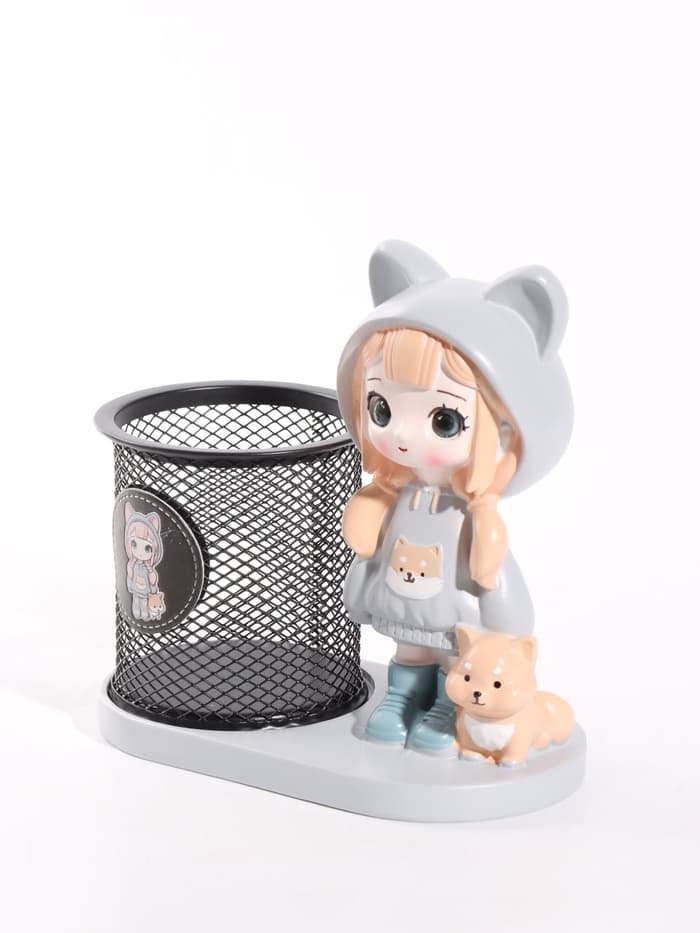 Фигура - карандашница«Девочка с лисой» полистоун, 14.5×8×14.5 см