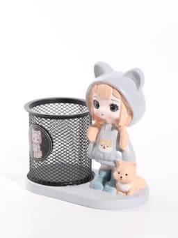 Фигура - карандашница«Девочка с лисой» полистоун, 14.5×8×14.5 см