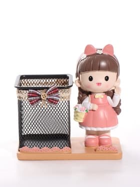 Фигура - карандашница«Девочка с корзинкой» полистоун, 14.5×7.7×15.5 см