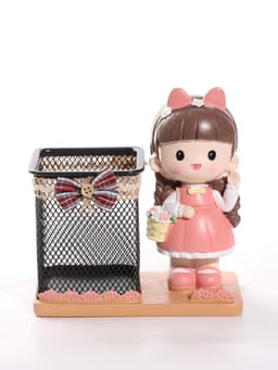 Фигура - карандашница«Девочка с корзинкой» полистоун, 14.5×7.7×15.5 см