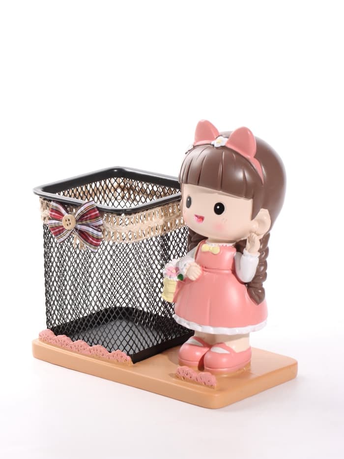 Фигура - карандашница«Девочка с корзинкой» полистоун, 14.5×7.7×15.5 см