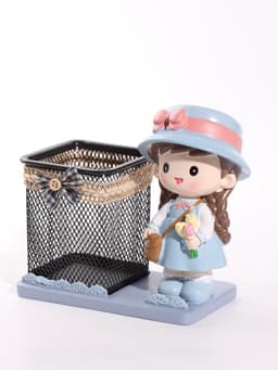 Фигура - карандашница«Девочка с цветами» полистоун, 8.4×15×15.5 см