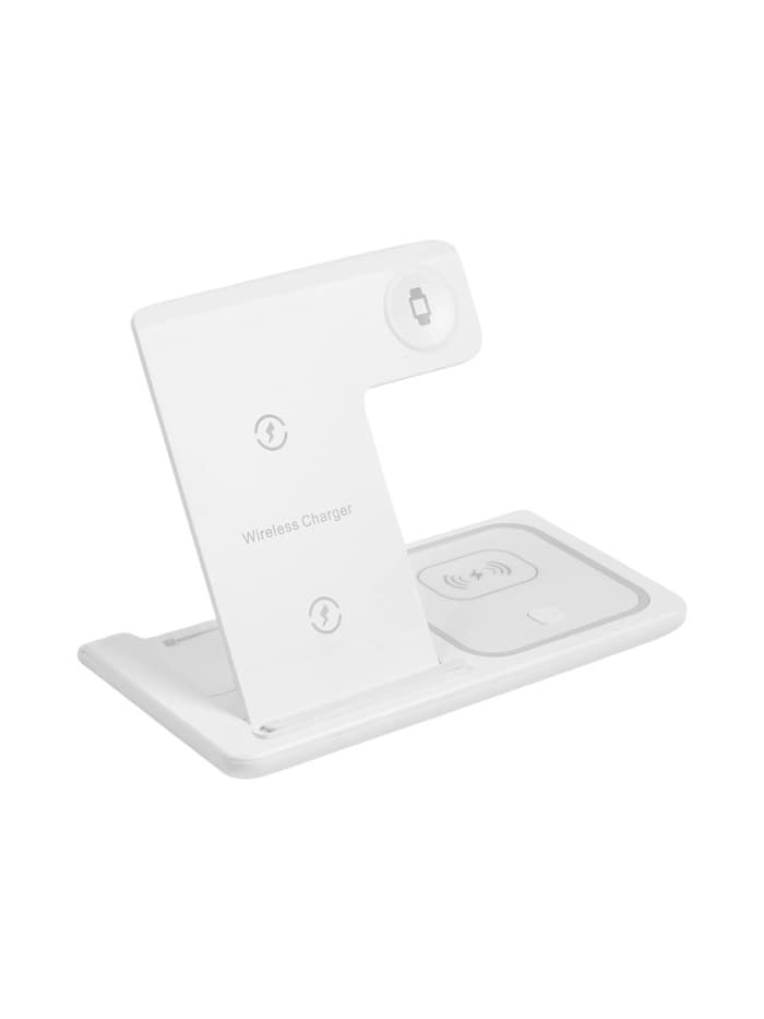 Зарядная станция 3 в 1, 3 А, 15 W, подсветка, кабель USB-Type-C, белая