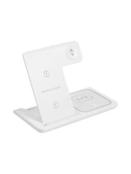 Зарядная станция 3 в 1, 3 А, 15 W, подсветка, кабель USB-Type-C, белая