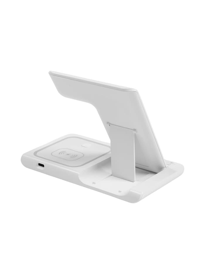 Зарядная станция 3 в 1, 3 А, 15 W, подсветка, кабель USB-Type-C, белая