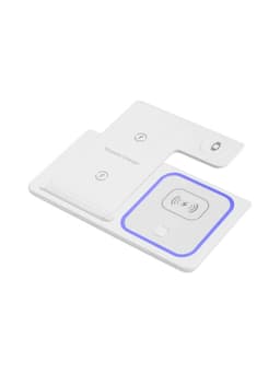 Зарядная станция 3 в 1, 3 А, 15 W, подсветка, кабель USB-Type-C, белая
