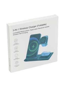 Зарядная станция 3 в 1, 3 А, 15 W, подсветка, кабель USB-Type-C, белая