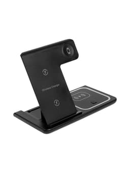 Зарядная станция 3 в 1, 3 А, 15 W, подсветка, кабель USB-Type-C, черная