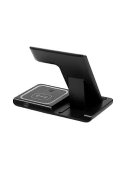 Зарядная станция 3 в 1, 3 А, 15 W, подсветка, кабель USB-Type-C, черная