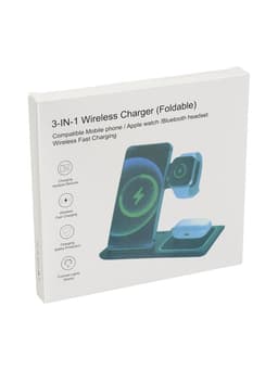 Зарядная станция 3 в 1, 3 А, 15 W, подсветка, кабель USB-Type-C, черная