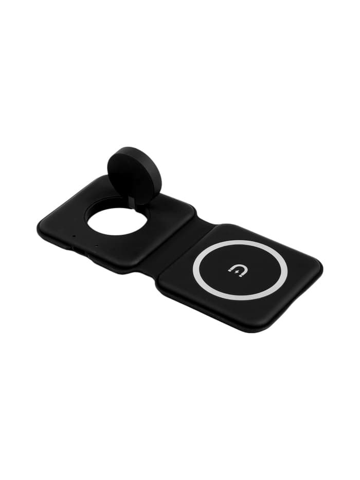 Зарядная станция 2 в 1, 3 А, 15 W, кабель USB-Type-C, черная