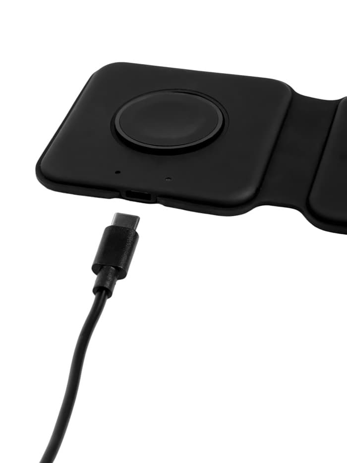 Зарядная станция 2 в 1, 3 А, 15 W, кабель USB-Type-C, черная