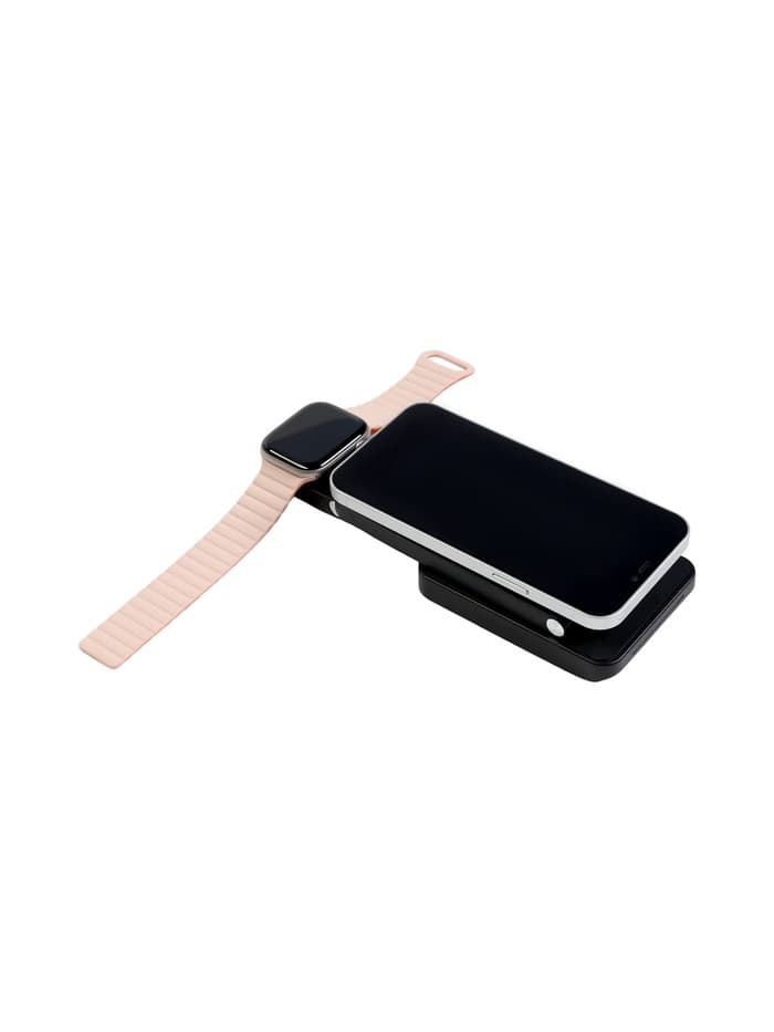 Зарядная станция 3 в 1, 3 А, 15 W, кабель USB-Type-C, черная
