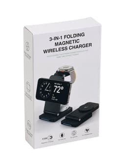 Зарядная станция 3 в 1, 3 А, 15 W, кабель USB-Type-C, черная