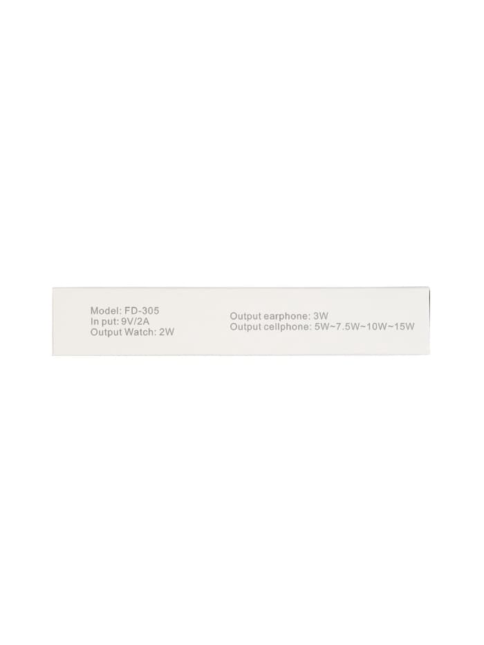 Зарядная станция 3 в 1, 3 А, 15 W, кабель USB-Type-C, черная