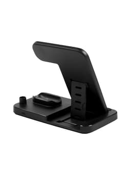 Зарядная станция 3 в 1, 3 А, 15 W, кабель USB-Type-C, черная