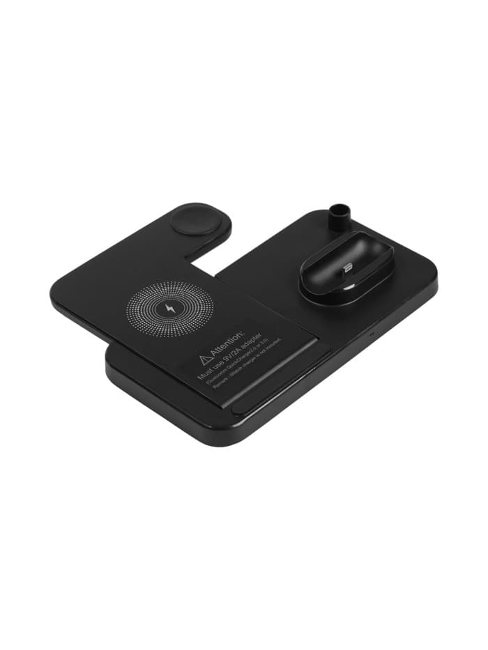 Зарядная станция 3 в 1, 3 А, 15 W, кабель USB-Type-C, черная