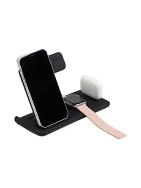 Зарядная станция 4 в 1, 3 А, 15 W, кабель USB-Type-C, черная