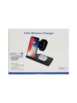 Зарядная станция 4 в 1, 3 А, 15 W, кабель USB-Type-C, черная