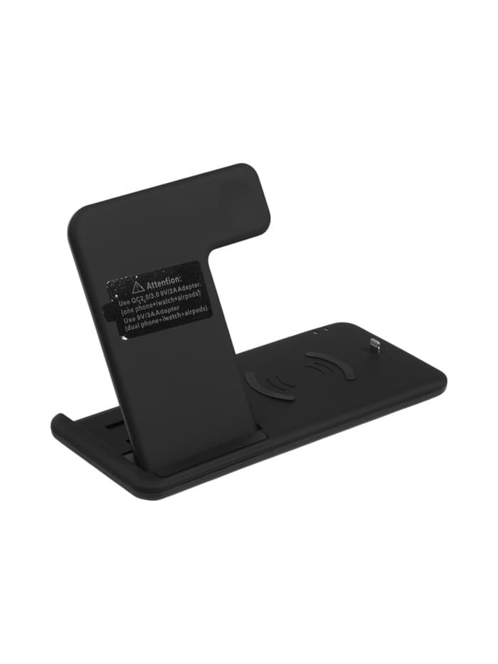 Зарядная станция 4 в 1, 3 А, 15 W, кабель USB-Type-C, черная