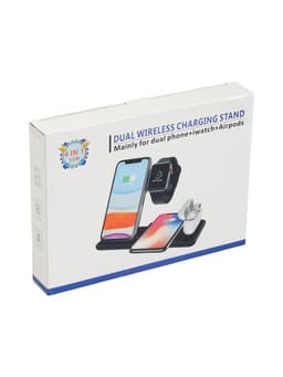 Зарядная станция 4 в 1, 3 А, 15 W, кабель USB-Type-C, черная