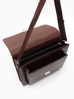 Портфель с ремнём, 38×6×27 см, коричневый