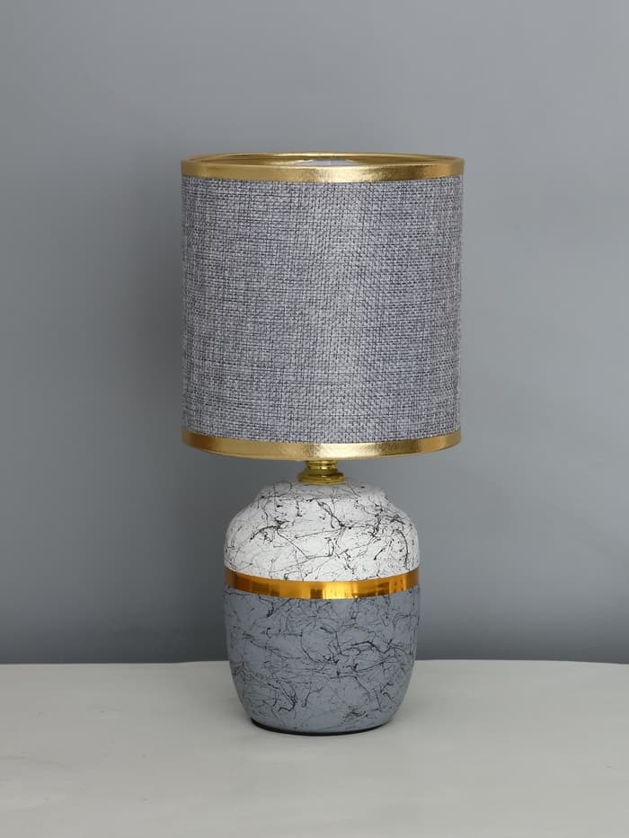 Лампа настольная RISALUX «Глиптика», E14, 40 Вт, серо-белая, 13×13×26.5 см