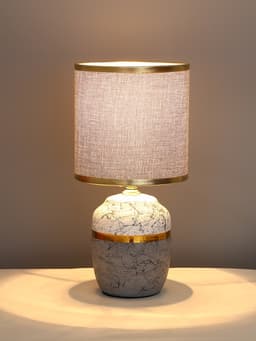 Лампа настольная RISALUX «Глиптика», E14, 40 Вт, серо-белая, 13×13×26.5 см