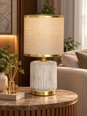 Лампа настольная RISALUX «Версаль», E14, 40 Вт, бело-золотистая, 13×13×26.5 см