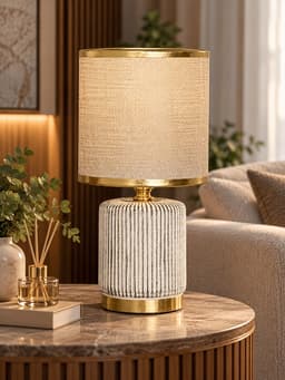 Лампа настольная RISALUX «Версаль», E14, 40 Вт, бело-золотистая, 13×13×26.5 см
