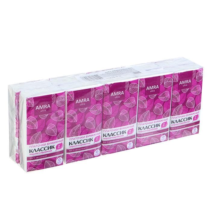 Платочки бумажные «Amra» не ароматизированные, 10 шт.