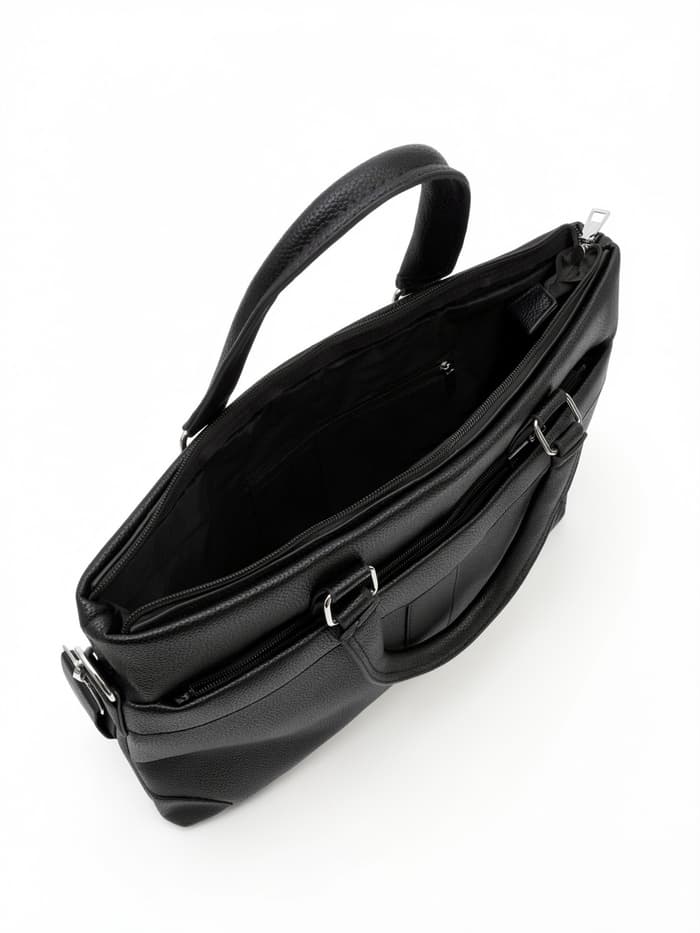 Сумка мужская деловая 38×5×28 см, 1 отделение, длинный ремень, черная