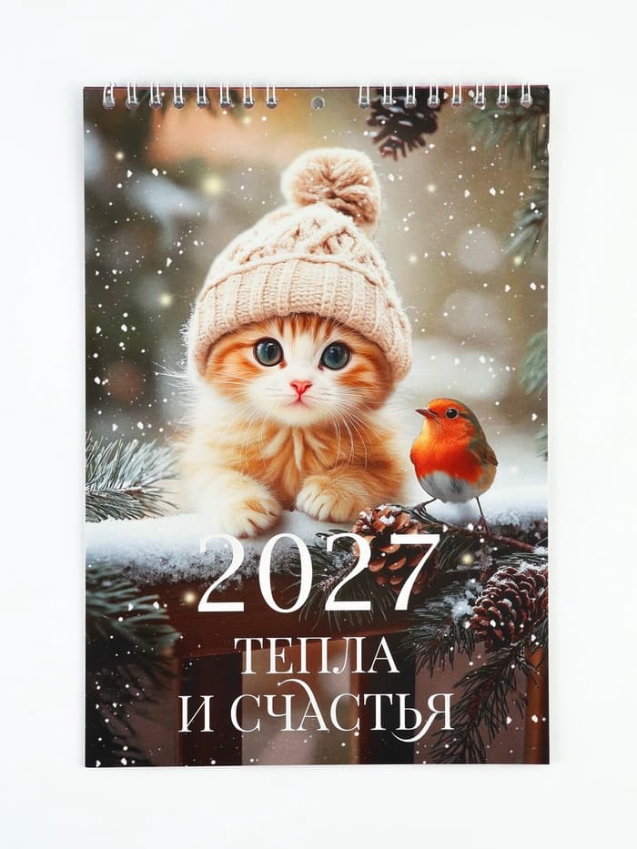 Календарь 2027 на пружине без ригеля «Котик»
