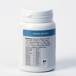 Пивные дрожжи для кошек и собак, очищенные, 80 таблеток