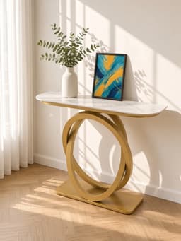 Консоль узкая, напольная, 100×30×80 см, искусственный камень, металл