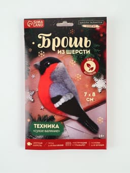 Набор для творчества. Валяние броши из шерсти «Снегирь»