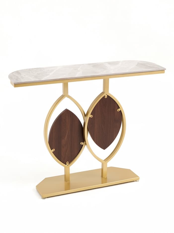 Консоль узкая, напольная, 100×30×80 см, искусственный камень, металл