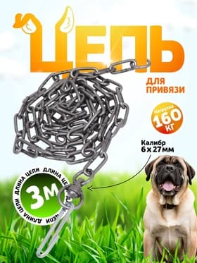 Цепь для привязи собак, 3 м, калибр 6×27 мм, черная