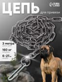 Цепь для привязи собак, 3 м, калибр 6×27 мм, черная