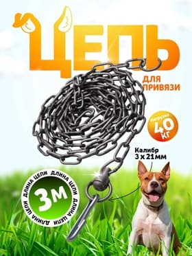 Цепь для привязи собак, 3 м, калибр 3×21 мм, черная