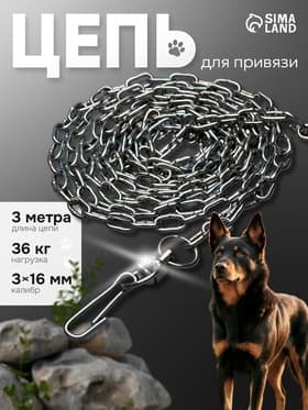 Цепь для привязи собак, 3 м, калибр 3×16 мм, черная