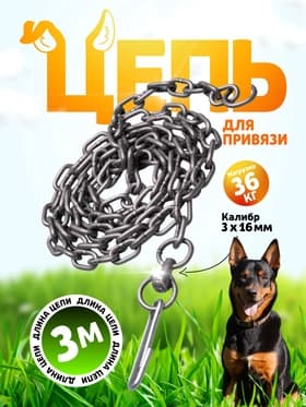 Цепь для привязи собак, 3 м, калибр 3×16 мм, черная