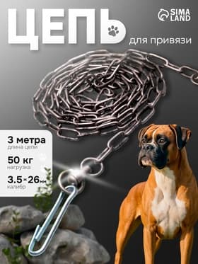 Цепь для привязи собак, 3 м, калибр 3.5×26 мм, черная