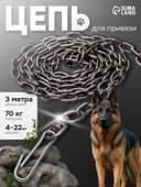 Цепь для привязи собак, 3 м, калибр 4×22 мм, черная